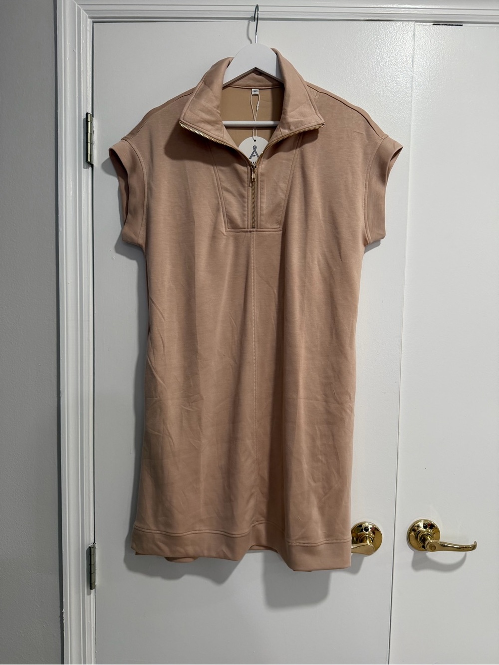 ANRABESS Taupe Quarter Zip Sweatshirt Dress Size M - Picture 2 of 3